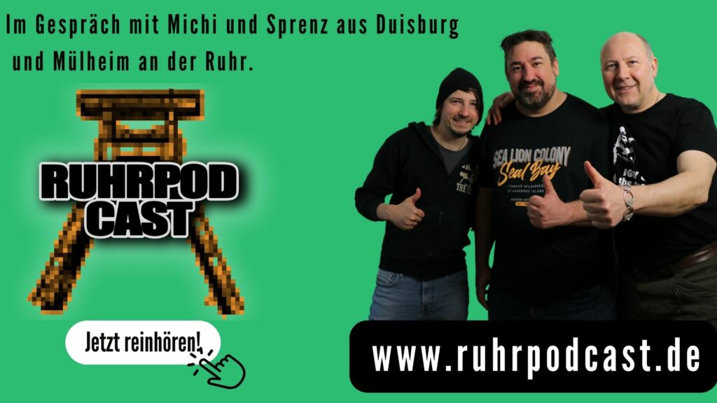 Bild zur Illustration der Podcast-Folge: Ruhrpodcast 139 – Punkschlager oder Schlagerpunk? 10 Jahre »Der Michi & der Sprenz«
Im Gespräch mit Michi und Sprenz aus Duisburg und Mülheim an der Ruhr

